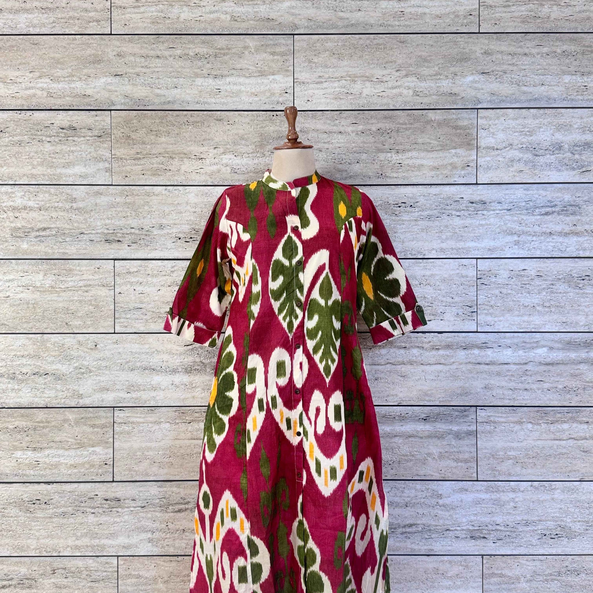 Ikkat print Cotton A Line kurtas. Ok010