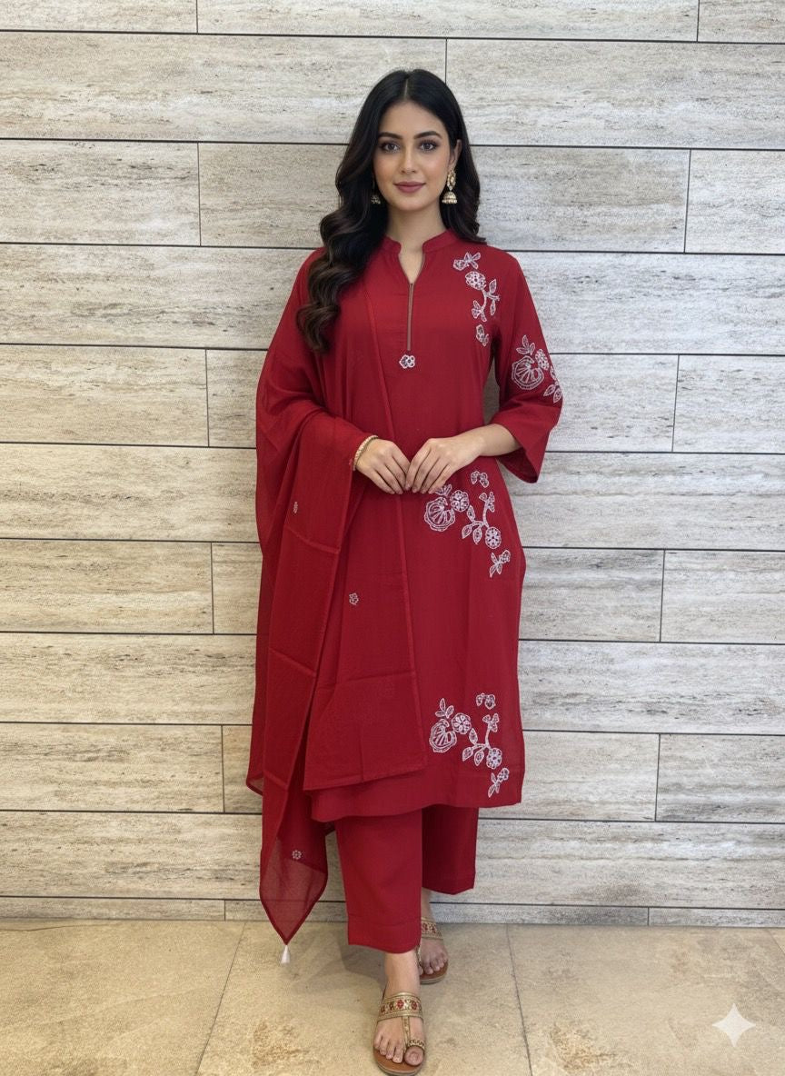 Pure cotton Dupatta set with embroidery