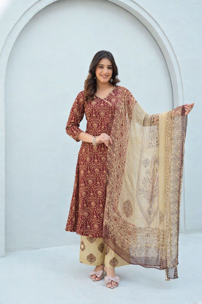 Premium Cotton Angrakha Style Dupatta Set CS0168