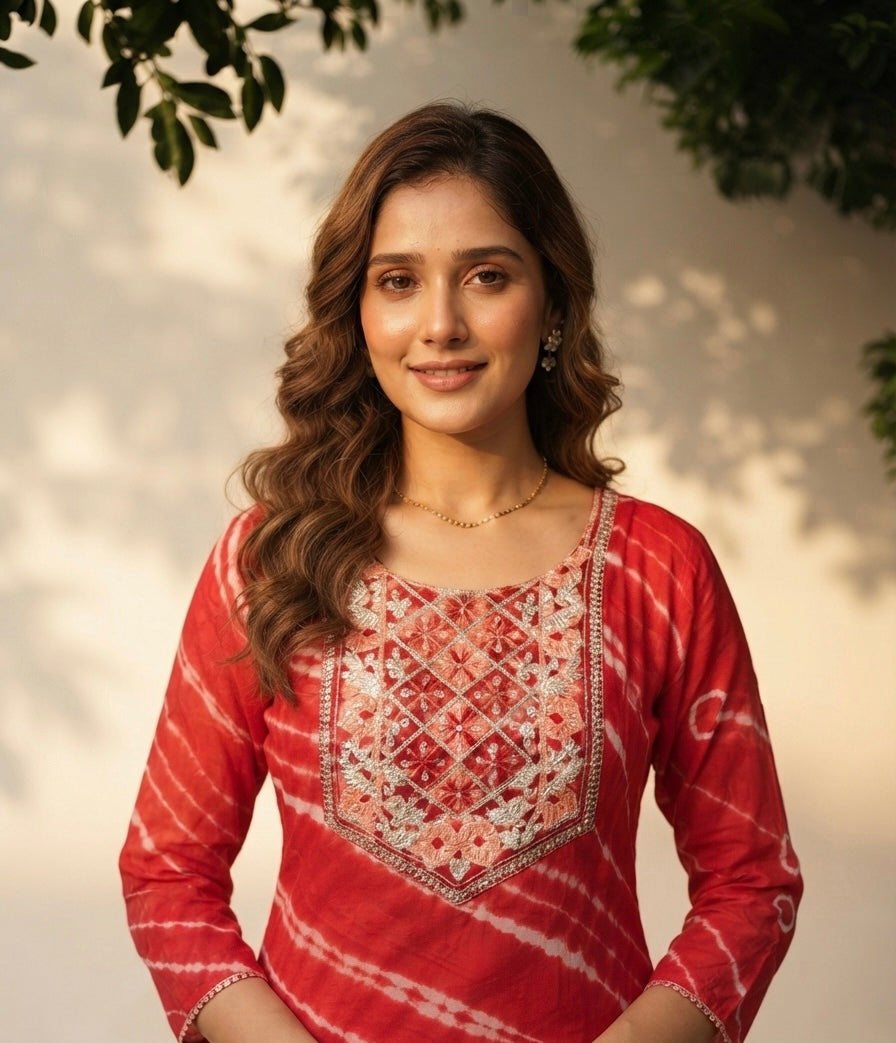 Pure Chiffon Dupatta Set With Lehariya
