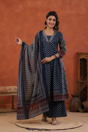 Pure cotton A line Dupatta set with  plazzo CS094