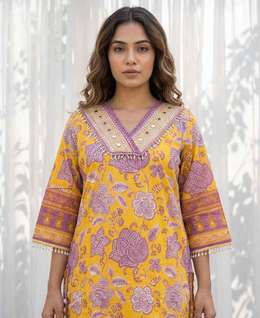 Pure Cotton Three Piece Dupatta Set