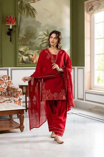 Festive Chanderi Silk Set with Farsi Salwar