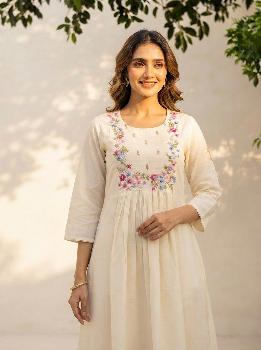 Embroidered  Chanderi Dupatta Set With Lining