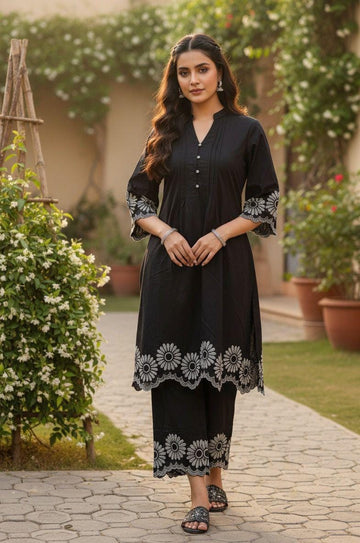 Pure cotton with embroidery pent set PS025