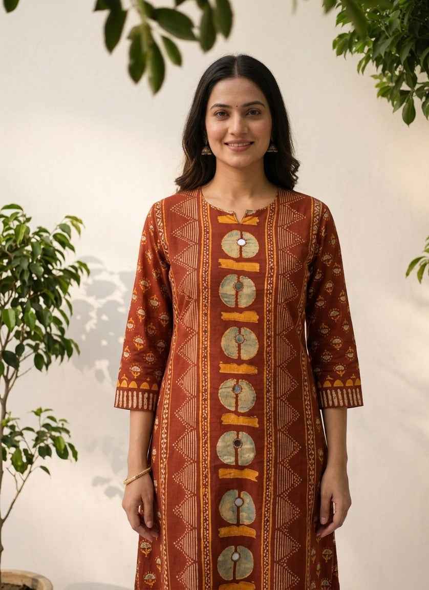 Pure Cotton A LIne Dupatta Set