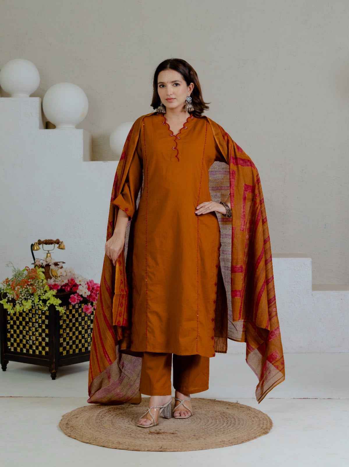 Pure Cotton Embroidered Dupatt Set