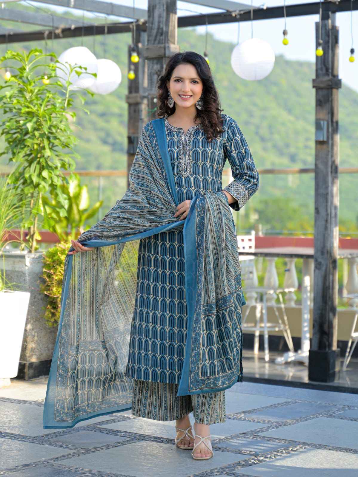 Premium Block Print Cotton Dupatta Set CS0284
