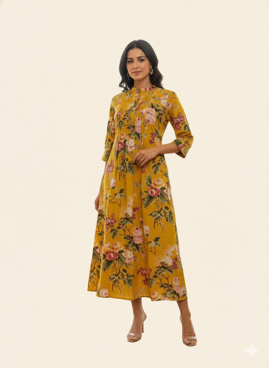 Pure Cotton Floral Print One Piece Gown SD005