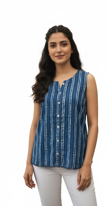 Pure Cotton Sleeveless Short Top ST004 ( Sleeves Attached )