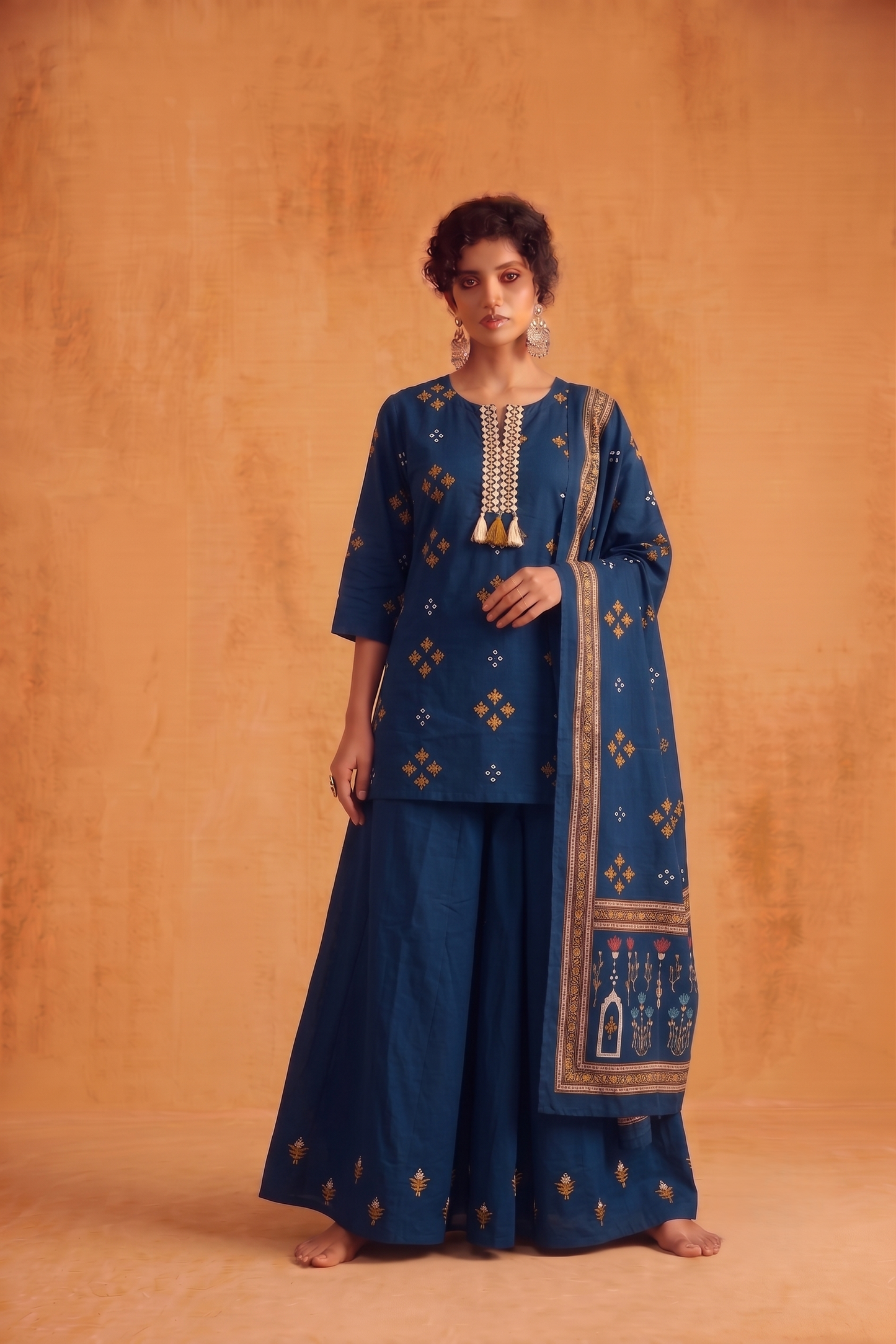 Short Length Cotton Suit With Skirt