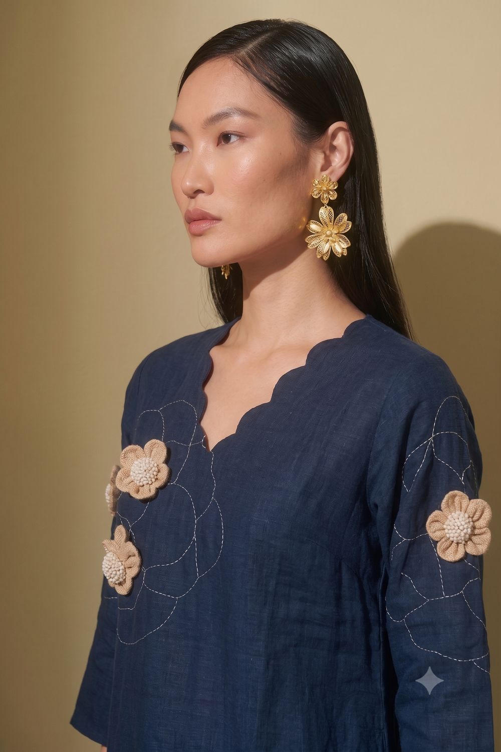 Mul Chanderi Silk Applique Co Ord Set