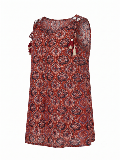 Printed Short Top In Cotton Fabric ST009