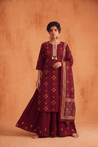 Short Length Cotton Suit With Skirt