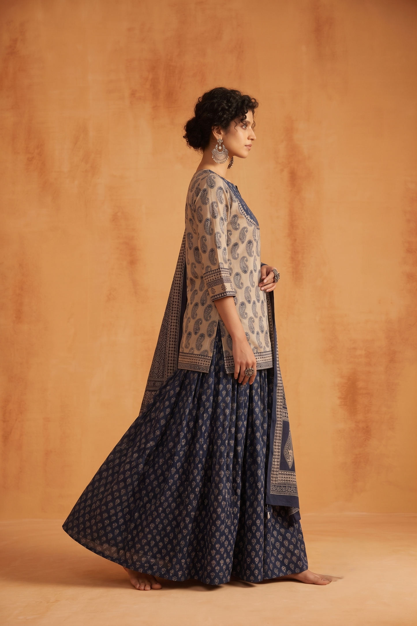 Pure Cotton Dupatta Set With Skirt
