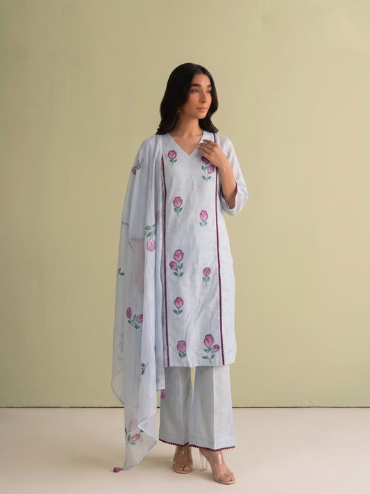 Pure Cotton Brush Print Dupatta Set COS337