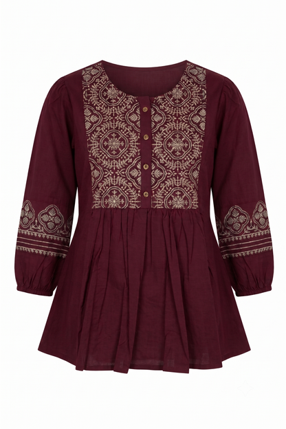 Printed Short Top In Cotton Fabric ST002