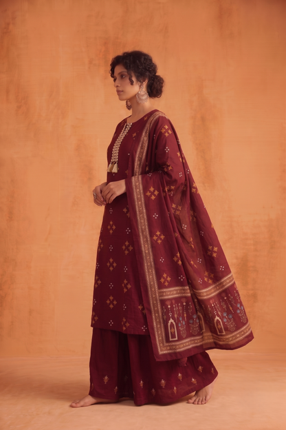 Short Length Cotton Suit With Skirt