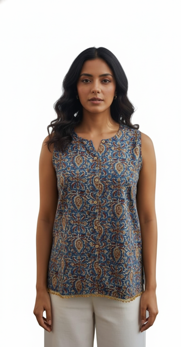 Pure Cotton Sleeveless Short Top ST002 ( Sleeves Attached )