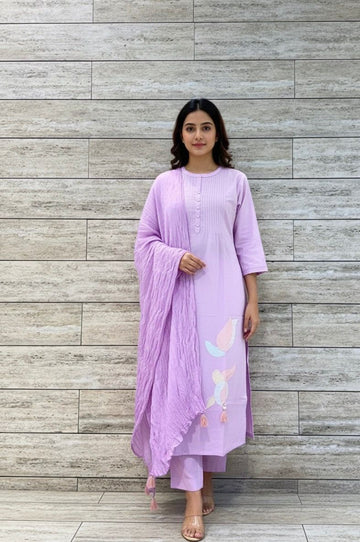 Pure Cotton A Line Dupatta Set With Crushed Dupatta CS073