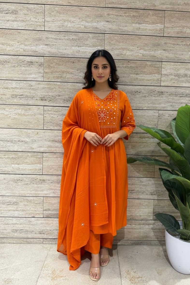 Pure cotton Dupatta set with embroidery CS0109