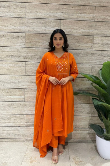 Pure cotton Dupatta set with embroidery CS0109