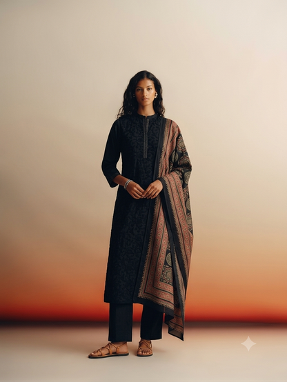 Pure Cotton Three Piece Dupatta Set