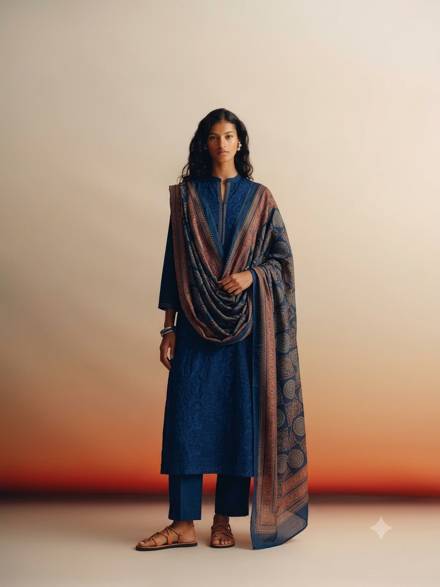 Pure Cotton Three Piece Dupatta Set