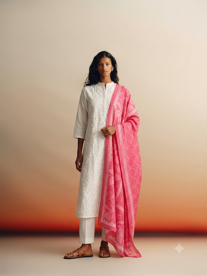 Pure Cotton Three Piece Dupatta Set