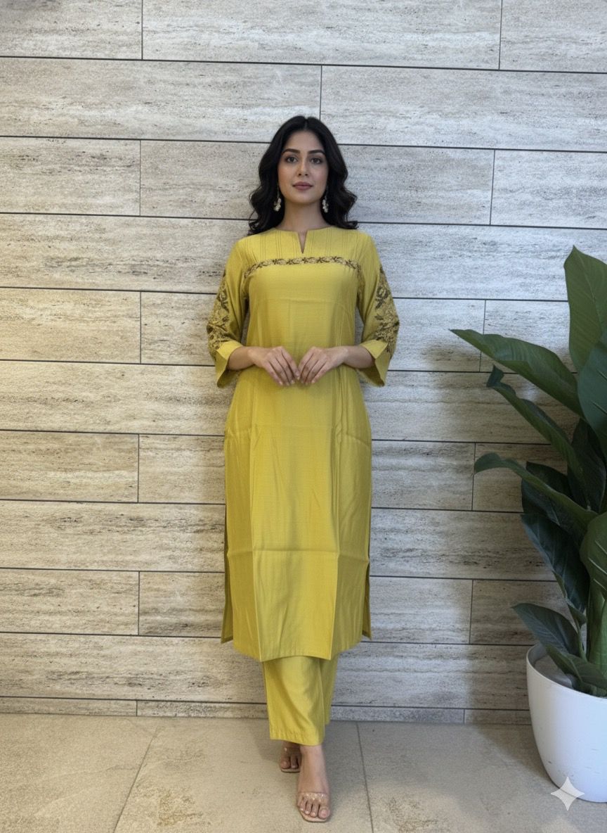 Pure muslin pent set’s with embroidery PS026