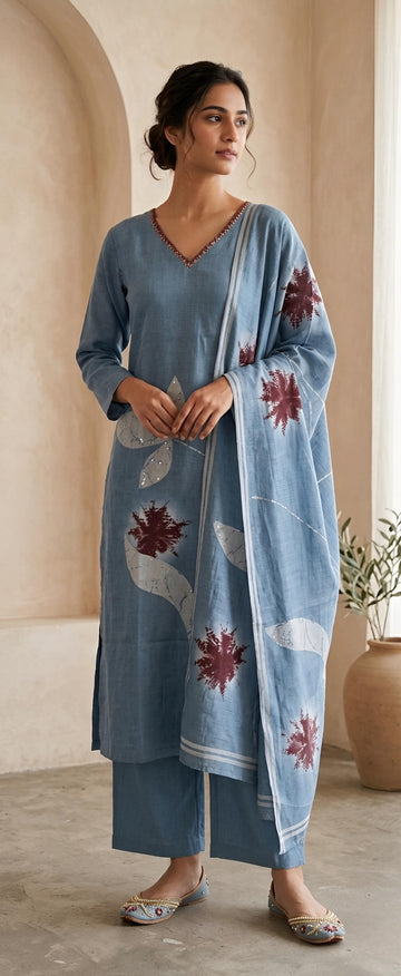 Pure Linen Dupatta Set LN0021