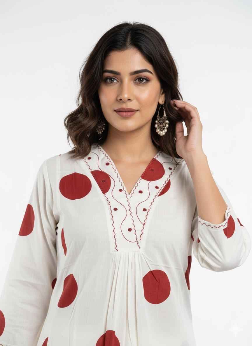 Pure cotton A-line pent set PS052