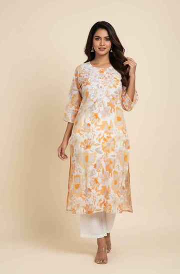 Premium Linen  floral print pent set PS055