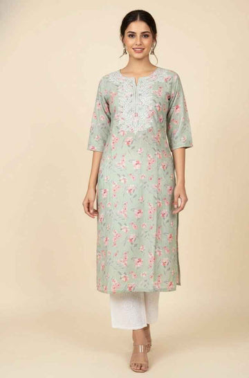 Premium Linen floral print pent set PS058
