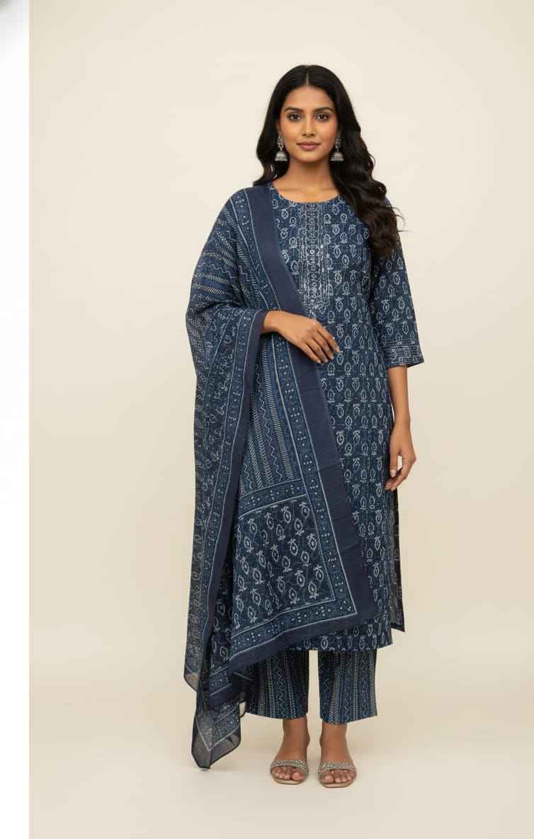 Pure cotton block print Dupatta set CS0149