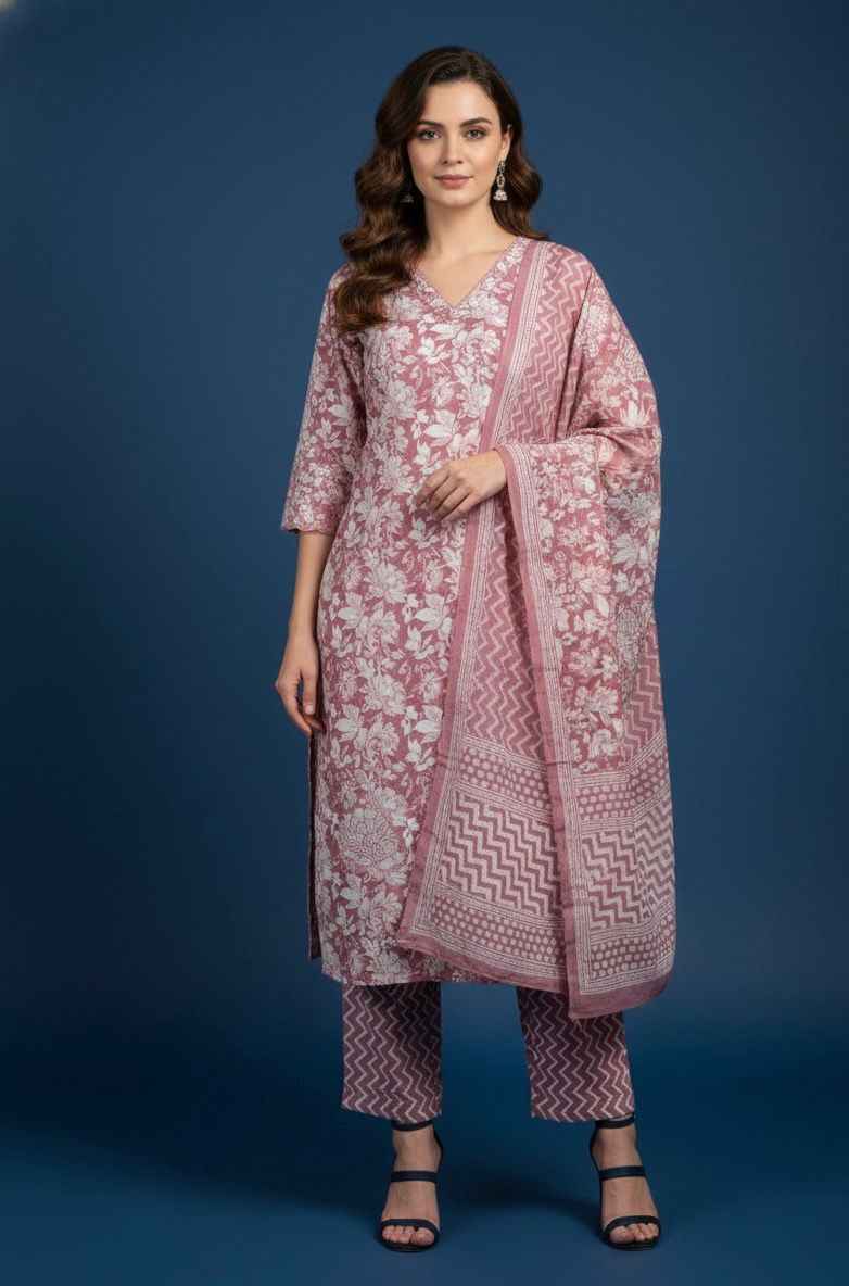 Pure cotton Three Piece Dupatta set CS0226