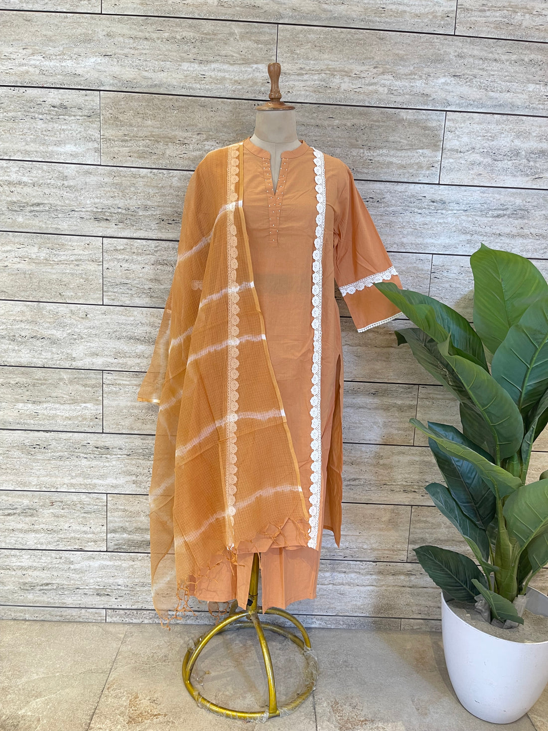 Pure Cotton Kota Doria Dupatta Set Plus Size CS096