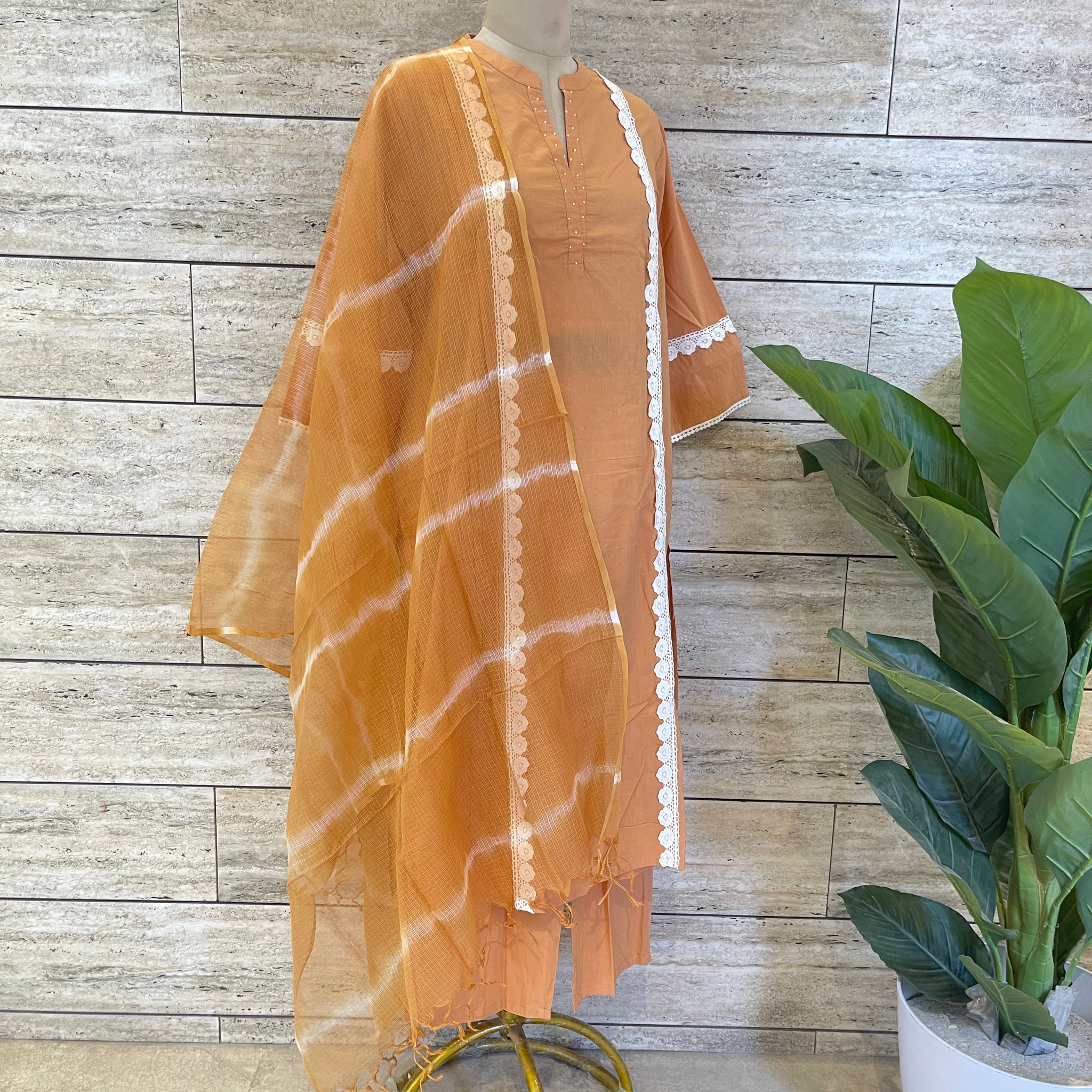 Pure Cotton Kota Doria Dupatta Set Plus Size CS096