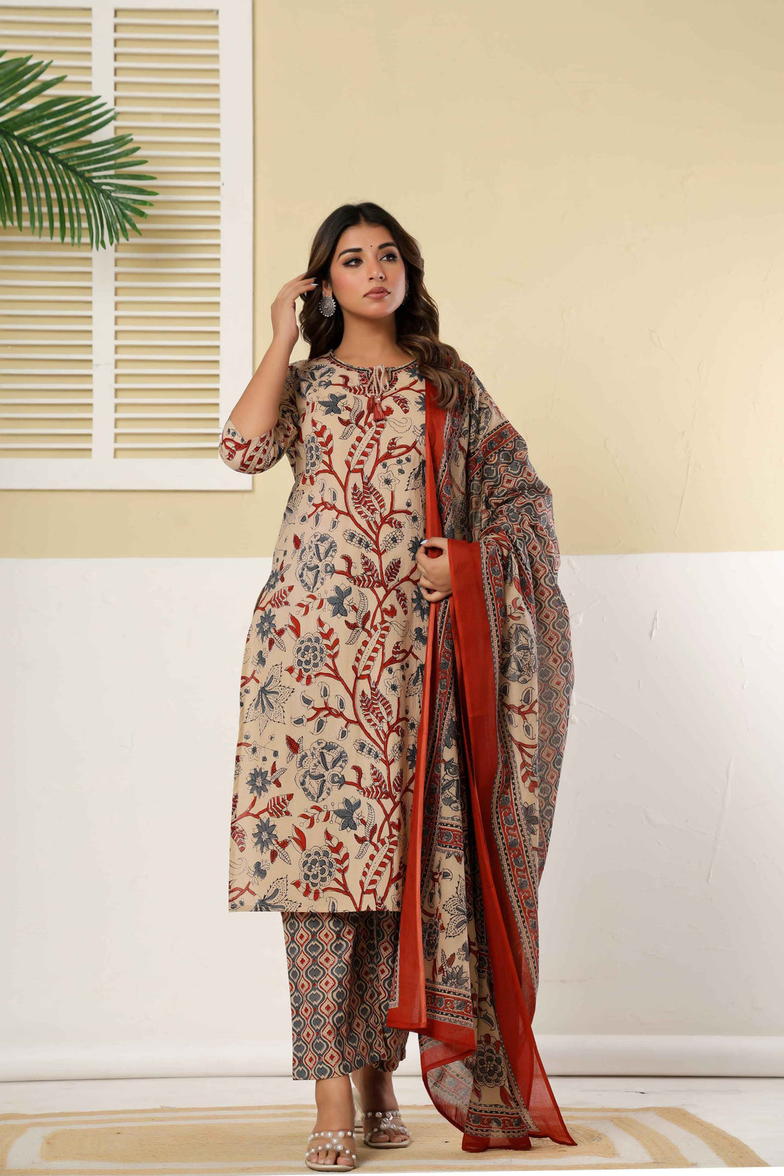 Pure cotton floral print Dupatta set CS0270