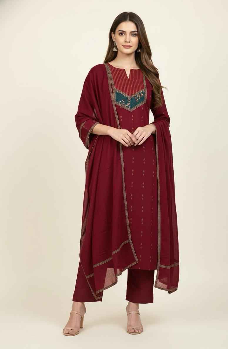 Premium hand loom cotton dupatta set