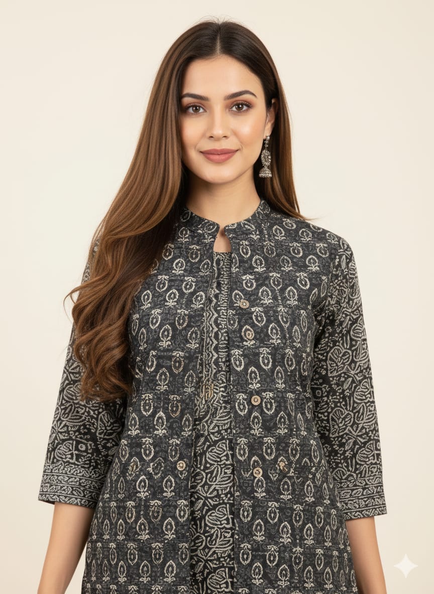 Premium cotton with quilted jacket suit set JK011