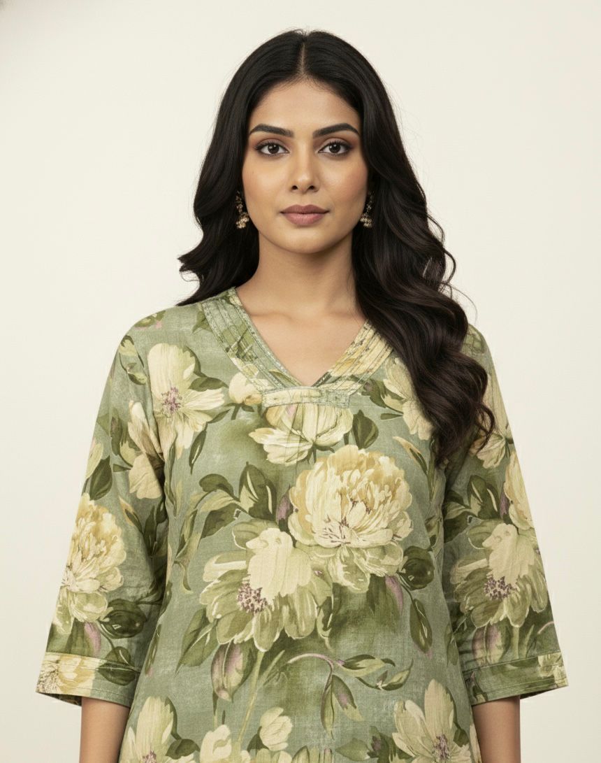 Pure cotton A Line dupatta set CS0329