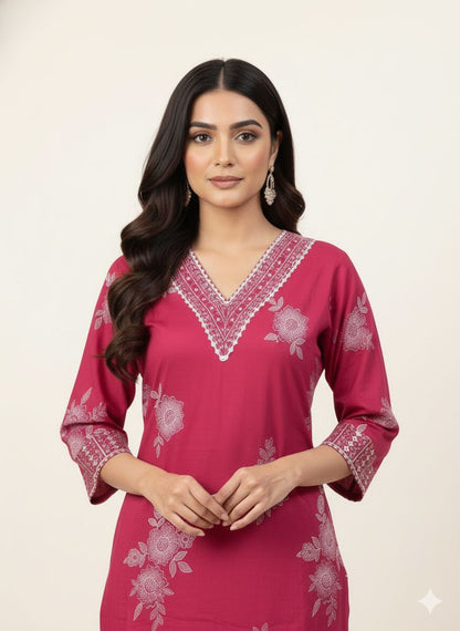 Pure Cotton Three Piece Dupatta Set -CS0104