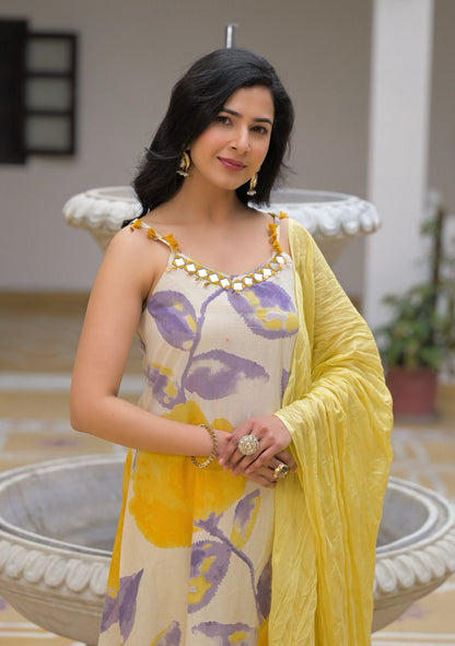 Premium Cotton Floral Print Sleeveless Dupatta Set CS0166