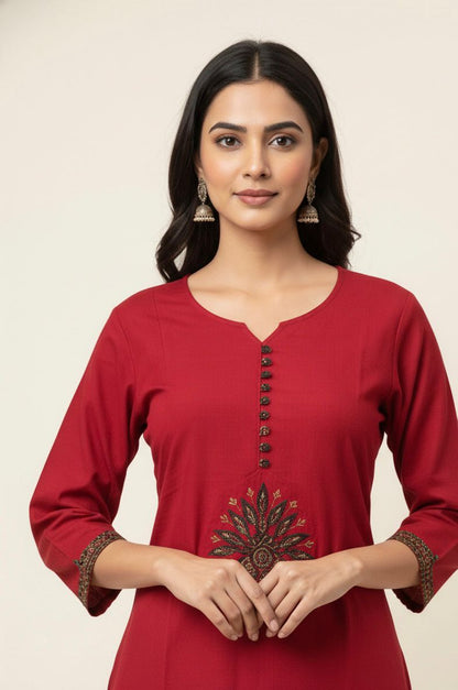 Premium Cotton A-Line Solid Beas With Printed Dupatta set CS0178