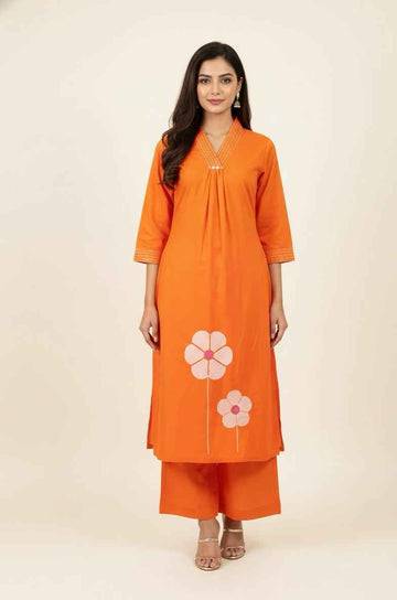 Premium cotton A-line pent set with pach work