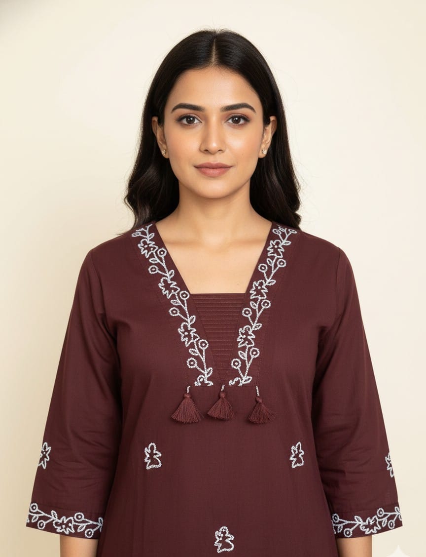 Premium Cotton Solid Base With Embroidery Dupatta Set CS0182