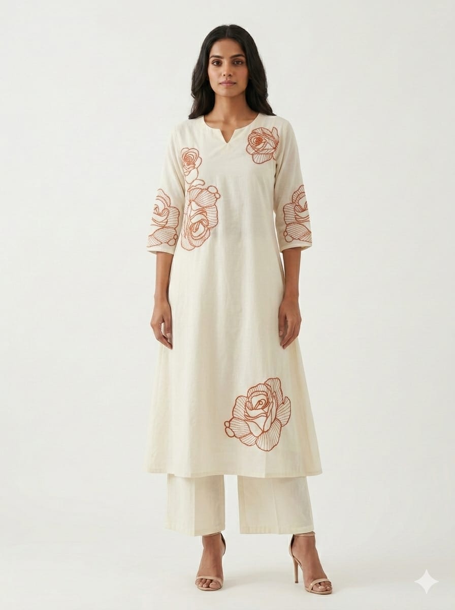 Premium Mul Cotton Embroidery Dupatta Set With Inner  MC027