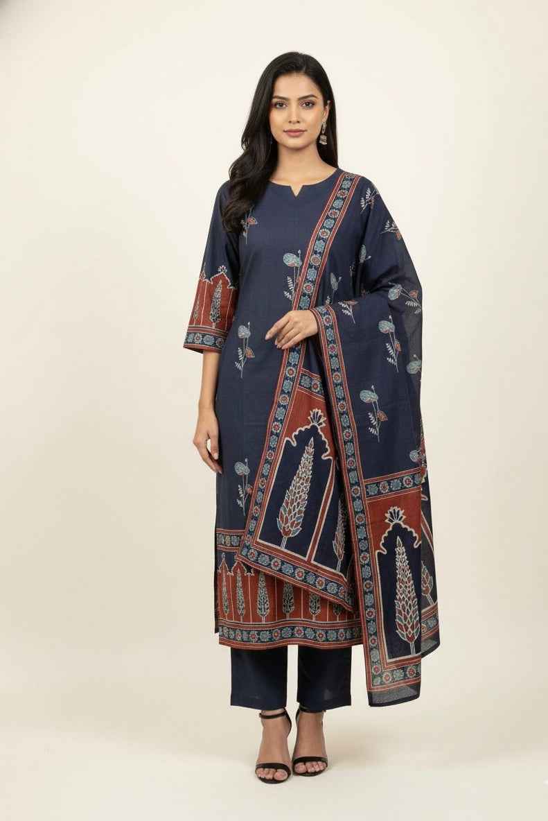 Pure Cotton Digital Print Dupatta Set  CS0185