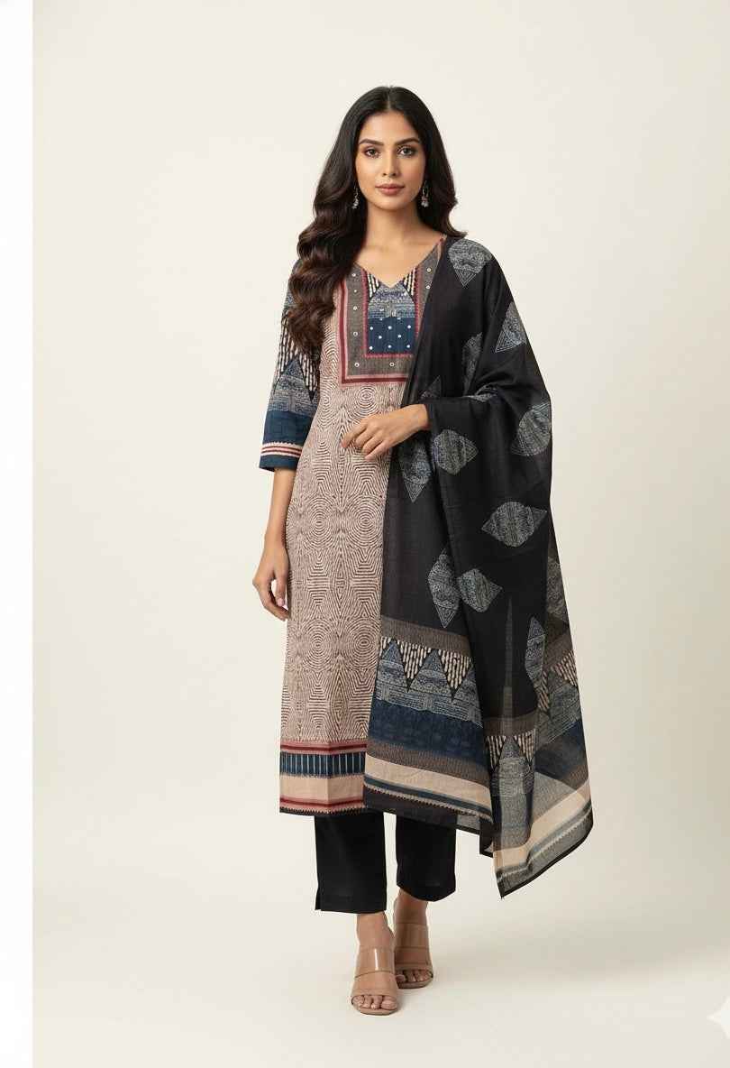 Pure Cotton Digital Print Dupatta Set  CS0186